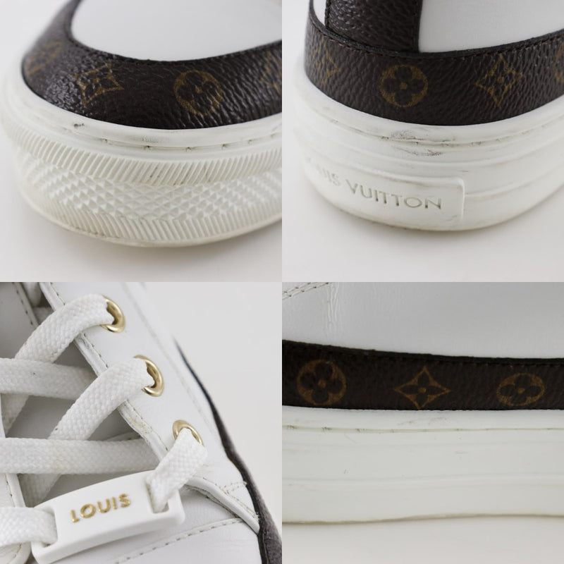 [Louis Vuitton]LOUIS VUITTON
 Zapatillas de zapatillas estelares 
 Cuero de bajo corte x lienzo de monograma blanco VL0270 Línea estelar grabada Damas