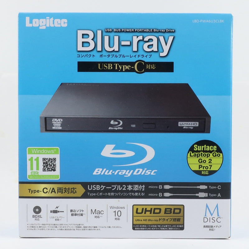 【Logitec】ロジテック
 ポータブルブルーレイドライブ PC周辺機器
 LBD-PWA6U3CLBK Portable Blu-ray drive _Aランク