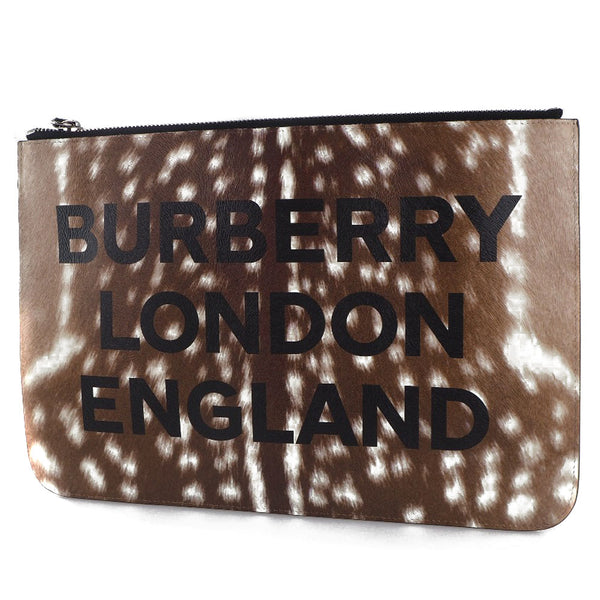 [Burberry] Burberry 
 London English clutch bag 
 Second bag 8015103 Cowhide tea fastener London English Ladies S rank
