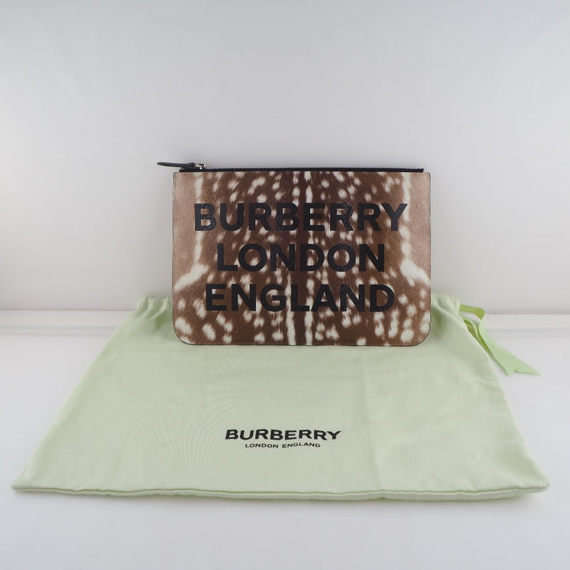 [Burberry] Burberry 
 London English clutch bag 
 Second bag 8015103 Cowhide tea fastener London English Ladies S rank