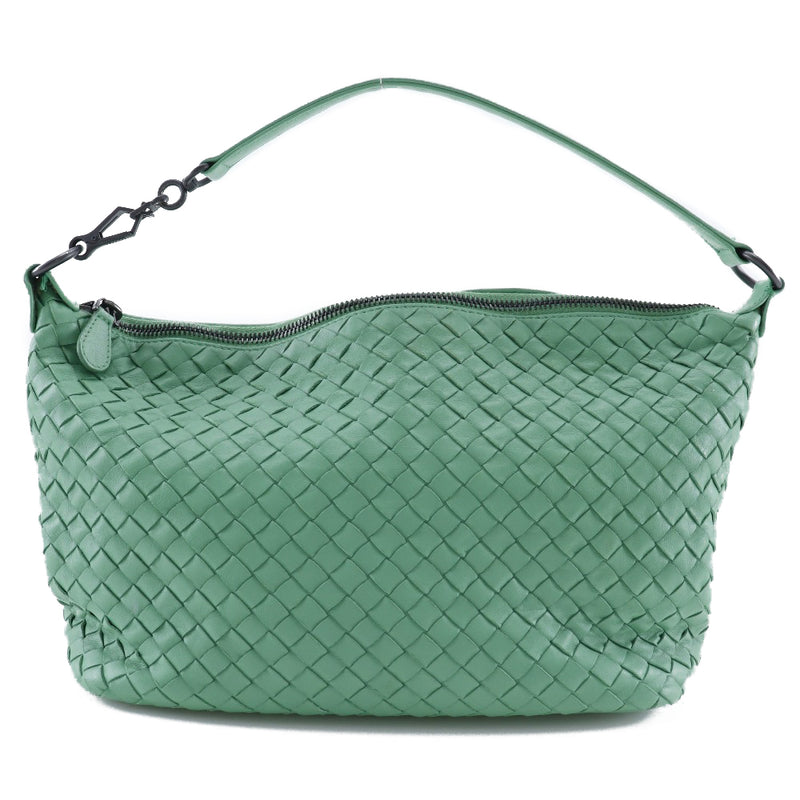 【BOTTEGAVENETA】ボッテガヴェネタ
 イントレチャート ハンドバッグ
 239988 レザー×カーフ 緑 肩掛け 手提げ A5 ファスナー Intrecciato レディース