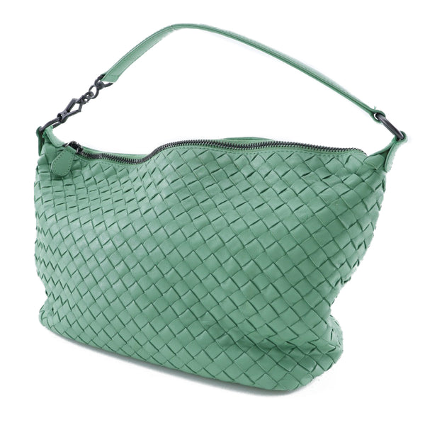 【BOTTEGAVENETA】ボッテガヴェネタ
 イントレチャート ハンドバッグ
 239988 レザー×カーフ 緑 肩掛け 手提げ A5 ファスナー Intrecciato レディース