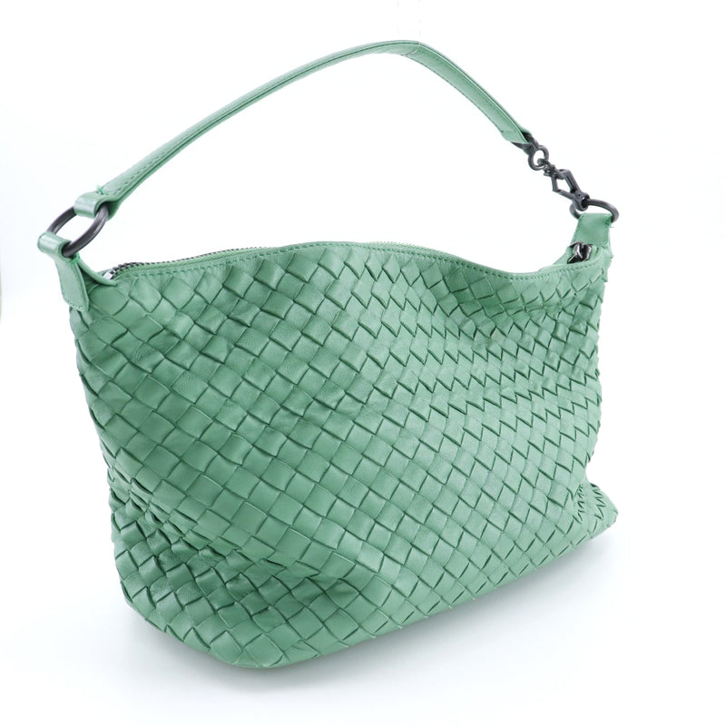 【BOTTEGAVENETA】ボッテガヴェネタ
 イントレチャート ハンドバッグ
 239988 レザー×カーフ 緑 肩掛け 手提げ A5 ファスナー Intrecciato レディース