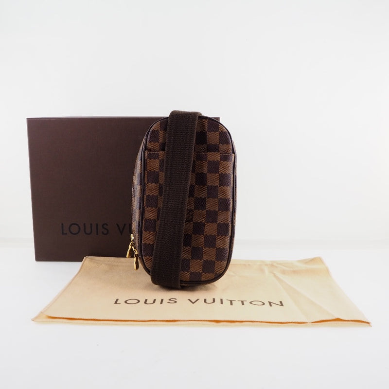 【LOUIS VUITTON】ルイ・ヴィトン
 ポシェットガンジュ ショルダーバッグ
 スペシャルオーダー N48048 ダミエキャンバス 茶 CA0094刻印 斜め掛け ファスナー Pochette Gange ユニセックスA-ランク