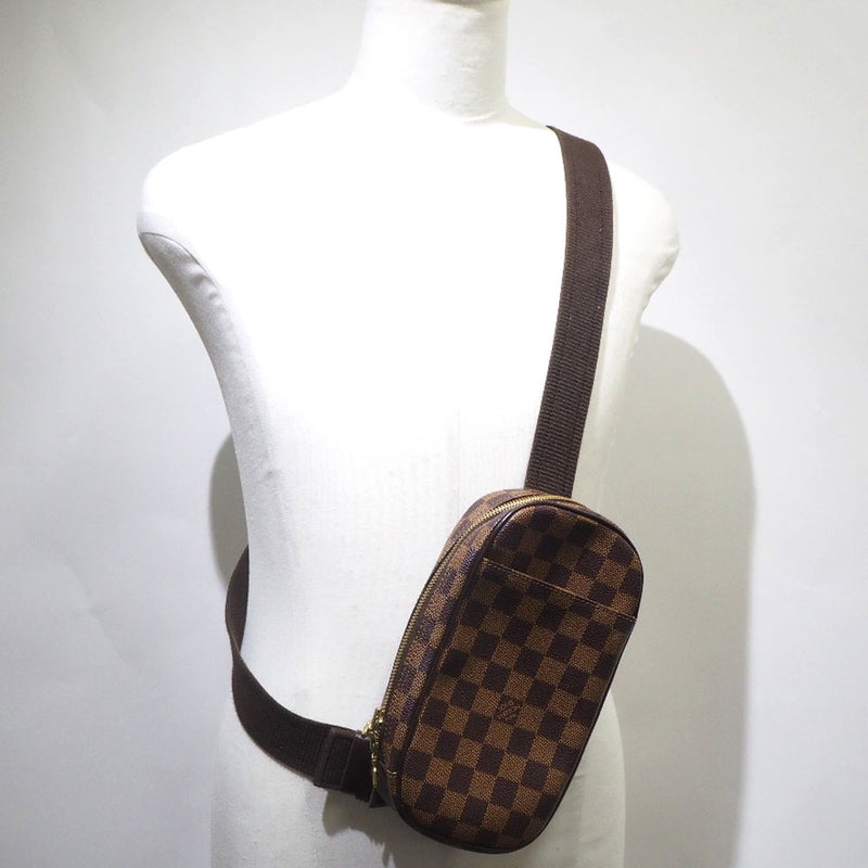 【LOUIS VUITTON】ルイ・ヴィトン
 ポシェットガンジュ ショルダーバッグ
 スペシャルオーダー N48048 ダミエキャンバス 茶 CA0094刻印 斜め掛け ファスナー Pochette Gange ユニセックスA-ランク