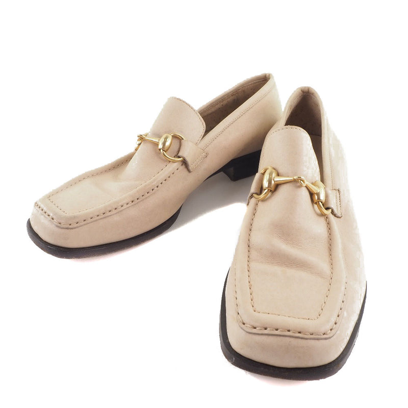 [GUCCI] Gucci 
 Horsebit loafer 
 100 0399 Leather beige HORSEBIT Ladies