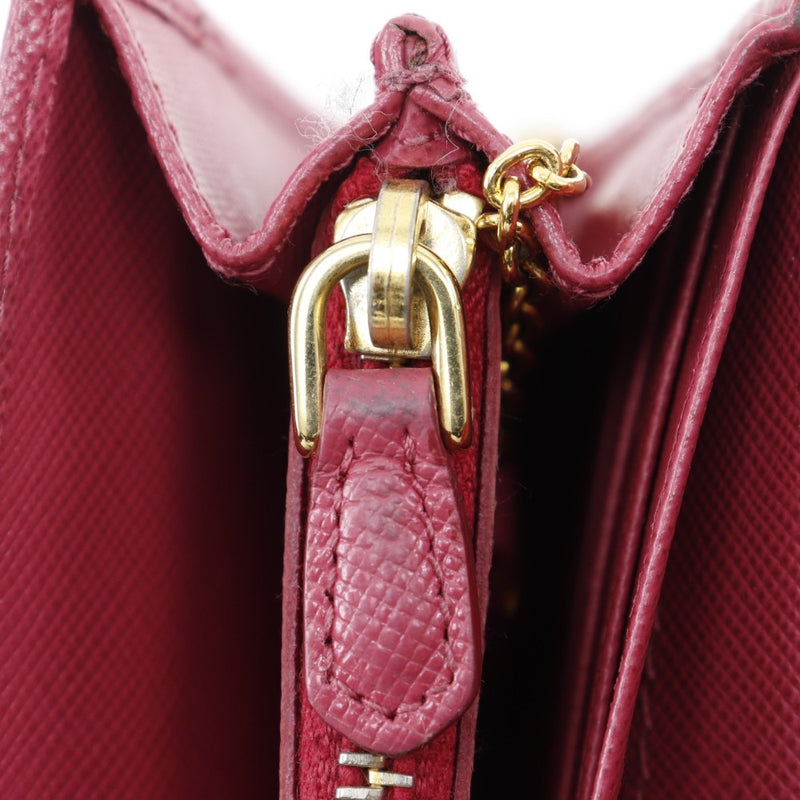 [PRADA]PRADA Ribbon Purse 1m1132 Saffiano PEONIA Raspberry Pink Snap button Ribbon Ladies B-Rank