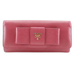 [PRADA]PRADA Ribbon Purse 1m1132 Saffiano PEONIA Raspberry Pink Snap button Ribbon Ladies B-Rank