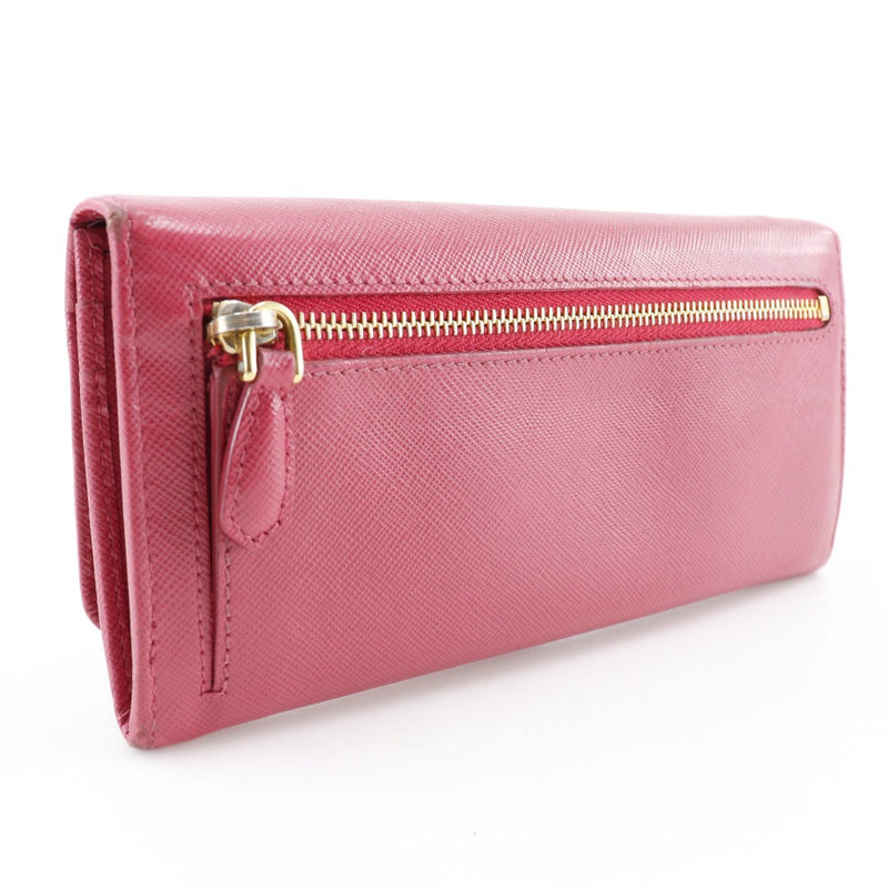 [PRADA]PRADA Ribbon Purse 1m1132 Saffiano PEONIA Raspberry Pink Snap button Ribbon Ladies B-Rank