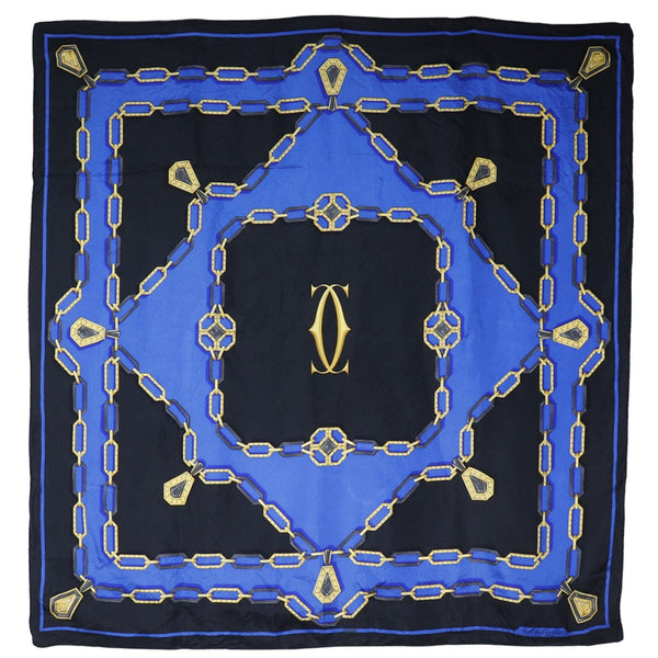 [CARTIER] Cartier 
 Mustbufanda decartier 
 Seda Azul/Negro Must de Cartier Mujer