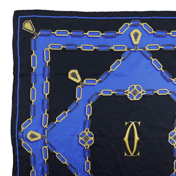 [CARTIER] Cartier 
 Mustbufanda decartier 
 Seda Azul/Negro Must de Cartier Mujer