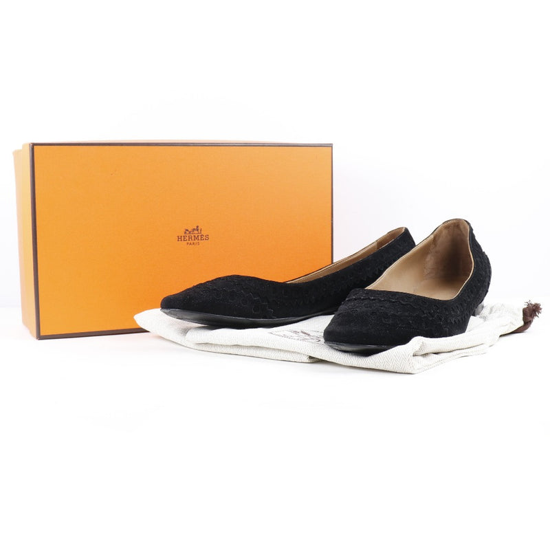 [HERMES] Hermes 
 Flat pumps 
 Medallion Swed Black Flat Ladies