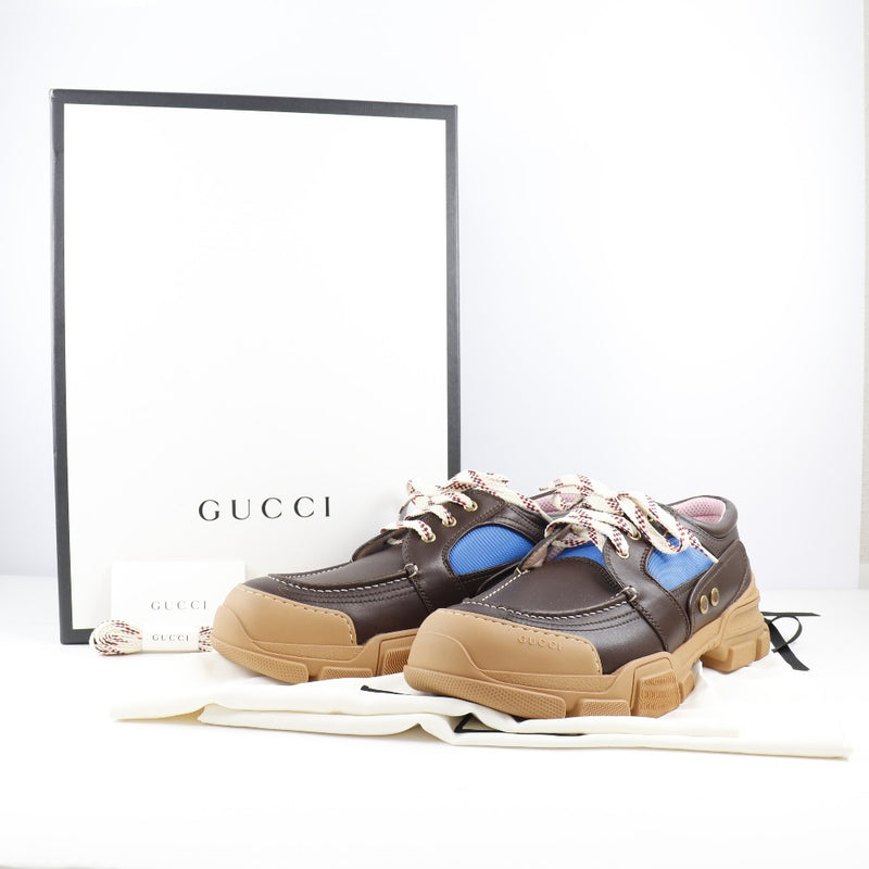 [Gucci] Gucci 
 Boatrek运动鞋 
 DAT运动鞋蕾丝 - 皮革茶船员男士等级