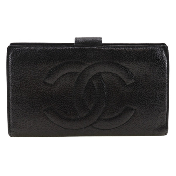 [Chanel] Chanel 
 Portefeuille Cocomark 
 A01429 Caviar Skin Black Snap Bouton Coco Mark Mesdames