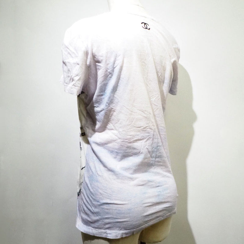 [샤넬] 샤넬 
 Cocoma domoiselle 짧은 슬리브 T- 셔츠 
 P37873 Cotton X 실크 흰색 코코 Mademoiselle 숙녀