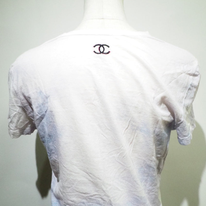 [CHANEL] Chanel 
 Cocoma Domoiselle Short Sleeve T -shirt 
 P37873 Cotton x Silk White COCO MADEMOISELLE Ladies