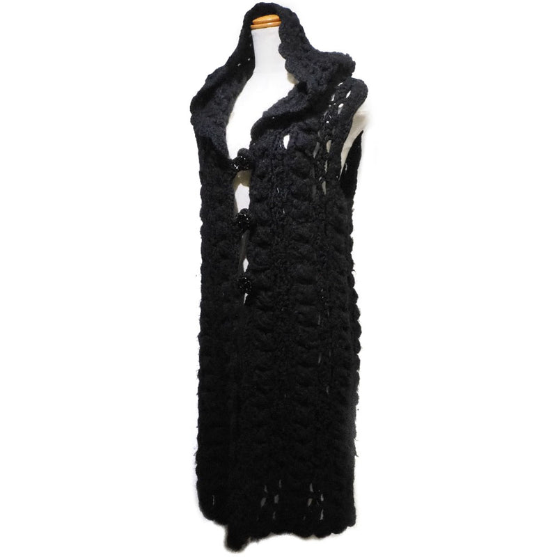 【CHANEL】シャネル
 ロングジレ ベスト
 ココマーク P33522K00900 08A ウール 黒 Long gilet レディース