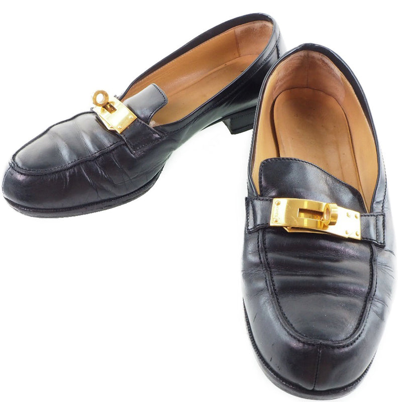 [Hermes] Hermes 
 Mocasín 
 Kelly Leather Black Ladies B-Rank