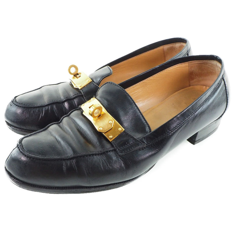 [Hermes] Hermes 
 Mocasín 
 Kelly Leather Black Ladies B-Rank