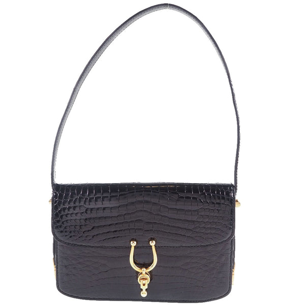 [Morabito] Morabito 클러치 가방 어깨 가방 악어 검은 어깨 플랩 클러치 가방 여성 A 순위