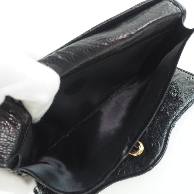 [A.Testoni] A Testoni 
 long wallet 
 Oustric Black Snap button Ladies A-Rank