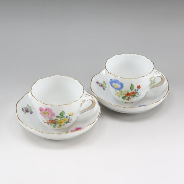 [Meissen] Meissen 
 3 개의 꽃 분홍색 및 파란색 식기 
 060110/00580 Mitsuhana Pink & Blue_A+순위