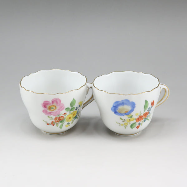 [Meissen] Meissen 
 3 개의 꽃 분홍색 및 파란색 식기 
 060110/00580 Mitsuhana Pink & Blue_A+순위