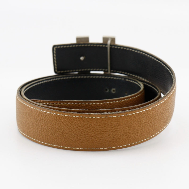 【HERMES】エルメス
 Ｈベルト90 ベルト
 コンスタンス リバーシブル レザー 茶/黒 □E刻印 H belt 90 メンズB-ランク