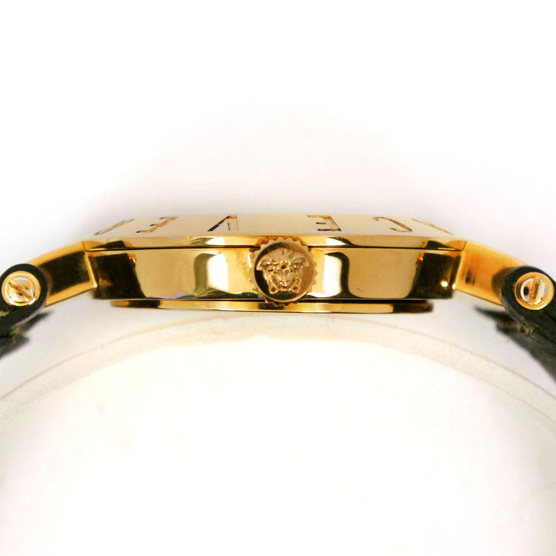 【VERSACE】ヴェルサーチ
 メデューサ 腕時計
 3Pダイヤ XLQ90 ステンレススチール×シャーク ゴールド クオーツ アナログ表示 ホワイトシェル文字盤 Medusa メンズ