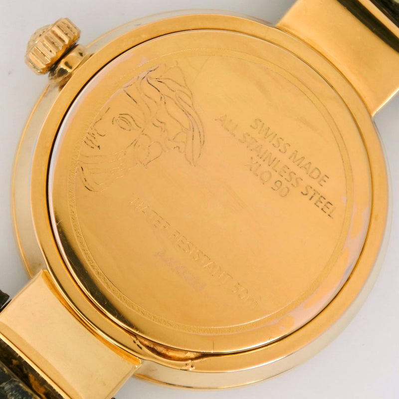 【VERSACE】ヴェルサーチ
 メデューサ 腕時計
 3Pダイヤ XLQ90 ステンレススチール×シャーク ゴールド クオーツ アナログ表示 ホワイトシェル文字盤 Medusa メンズ