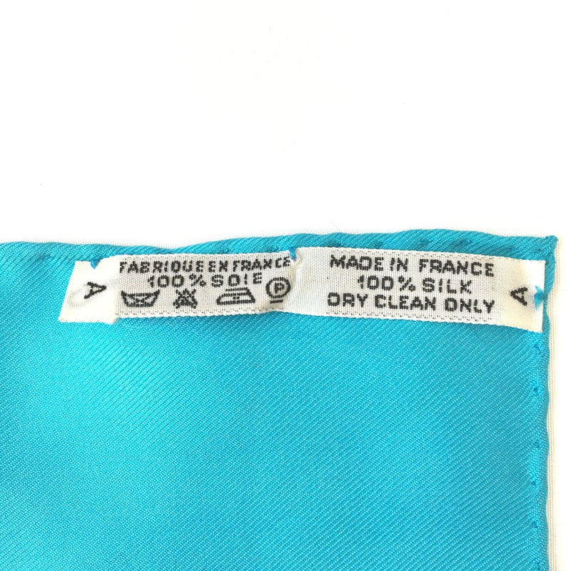 [헤르메스] 헤르메스 
 카레 90 스카프 
 La Gloire de la Cuisine Francaise Silk Blue/Beige Carre90 Ladies A-Rank