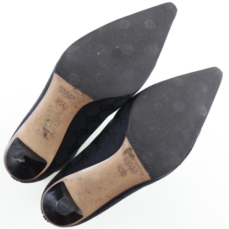 [Gucci] Gucci 
 中型靴子 
 返回紧固件117028 GG帆布黑色中靴女士