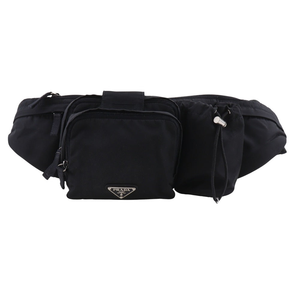 PRADA ボディバッグ Art. 4VA056 ブラック Prada Art.4 VA 056 Vintage Black Red Logo Utility Fanny Waist Bag
