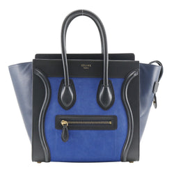 [Celine] Celine Ragger Handbag Micro Shopper 1677793wsb.06bb ternero × nubuck azul/producto negro A5 Libra