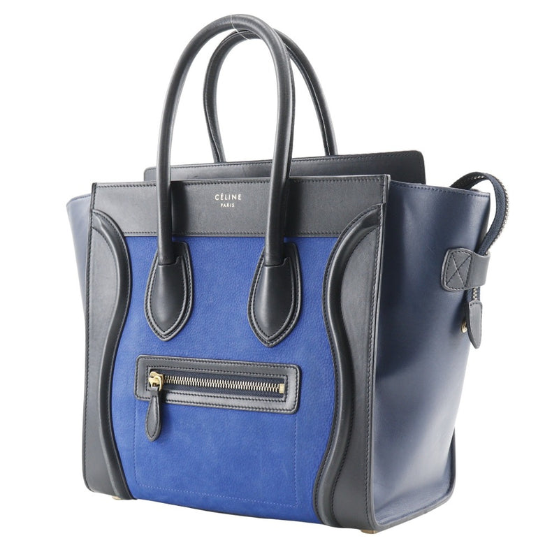 [Celine] Celine Ragger Handbag Micro Shopper 1677793wsb.06bb ternero × nubuck azul/producto negro A5 Libra