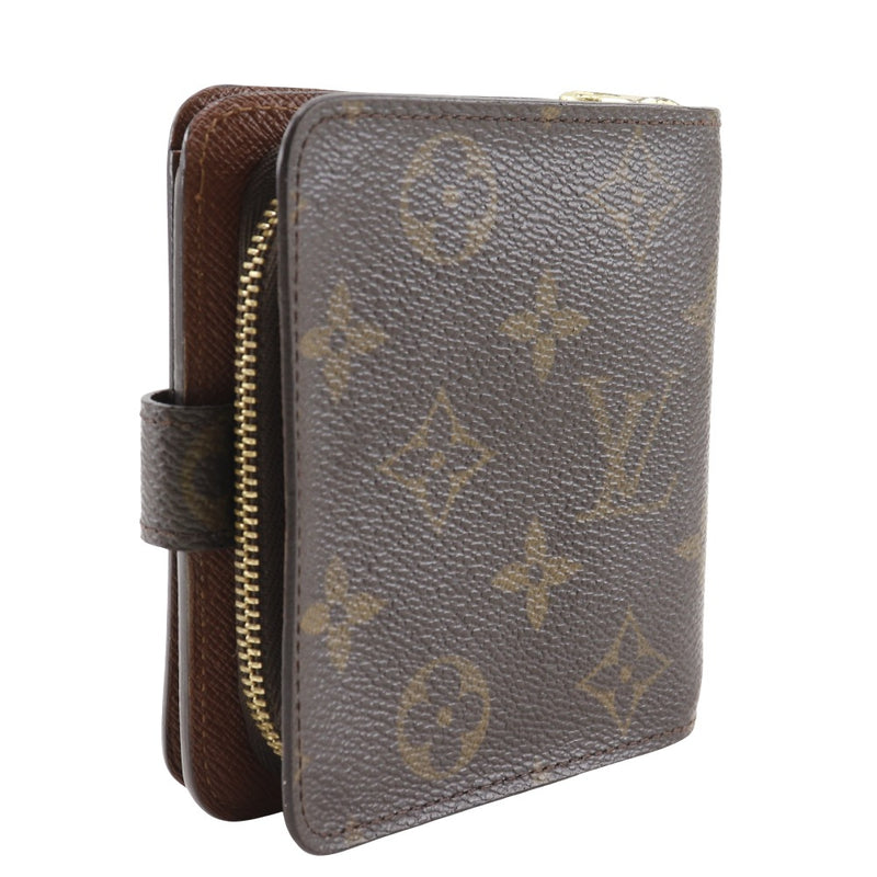 【LOUIS VUITTON】ルイ・ヴィトン
 コンパクトジップ 二つ折り財布
 M61667 モノグラムキャンバス 茶 MI1011刻印 スナップボタン Compact zip ユニセックス