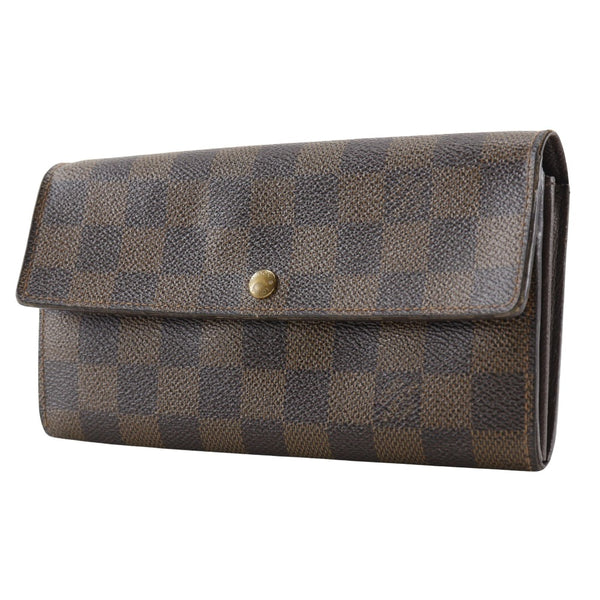 【LOUIS VUITTON】ルイ・ヴィトン
 ポシェット・ポルトモネ・クレディ 長財布
 N61724 ダミエキャンバス 茶 CA0015刻印 スナップボタン Pochette Porto Monnet Credit ユニセックス