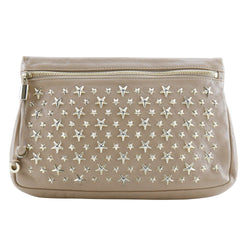 [Jimmy Choo] Jimmy Chews Studs Pouch de cuero Beige Sporting Star Studs Damas