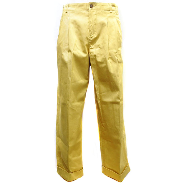 [Gucci] Gucci 
 Pantalones de tachuelas 
 Emblema enrollable Cotton Amarillo Tuck Pantalones A-Rank A-Rank