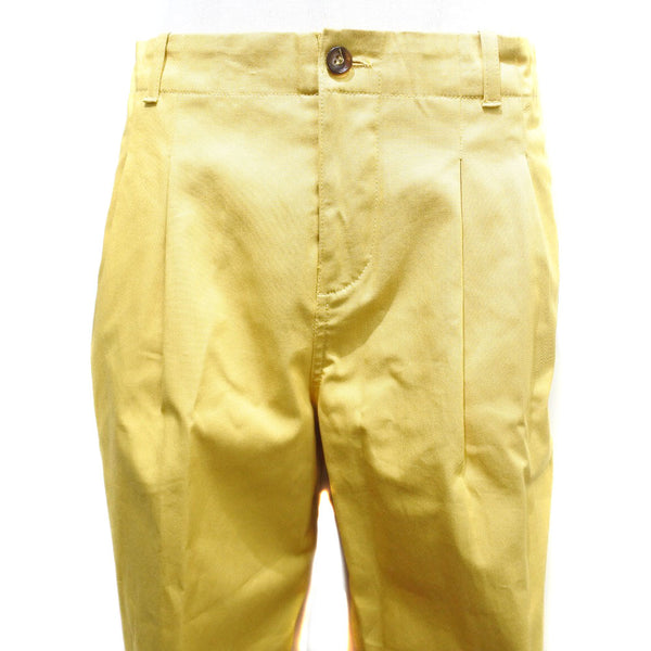 [Gucci] Gucci 
 Pantalones de tachuelas 
 Emblema enrollable Cotton Amarillo Tuck Pantalones A-Rank A-Rank