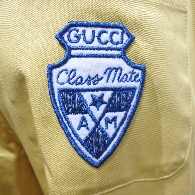 [GUCCI] Gucci 
 Tack pants pants 
 Roll-up emblem cotton yellow TUCK PANTS Kids A-Rank