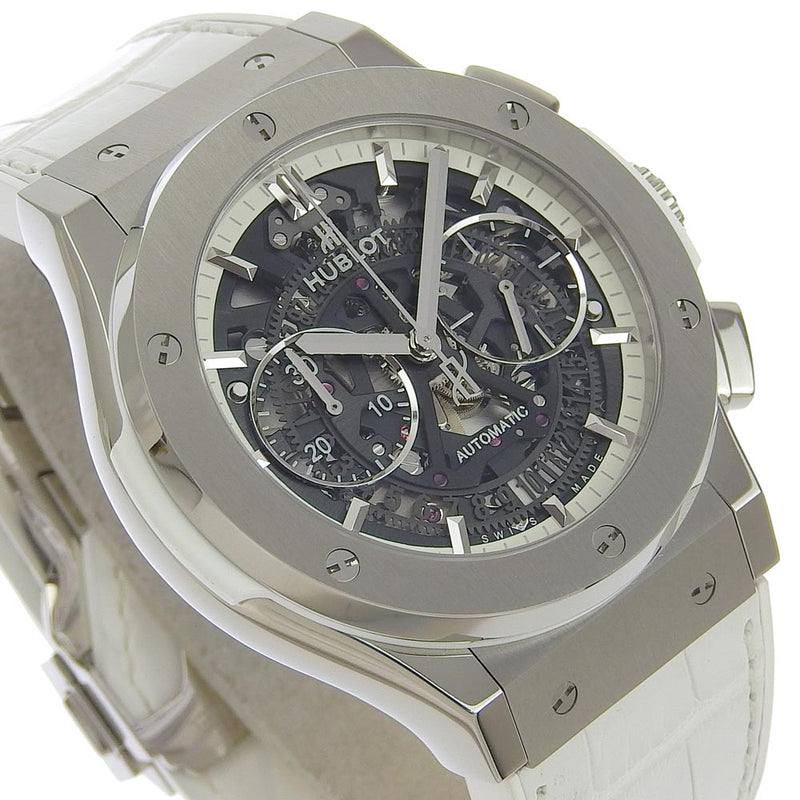 [HUBLOT] Uburo 
 Aerofusion Watch 
 525.ne.0127.lr Stainless steel x Rubber white chronograph black dial Aero Fusion Men's A+Rank