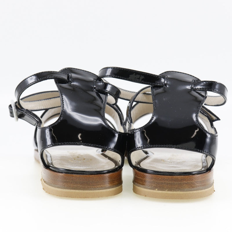 [CHANEL] Chanel COCO Mark Sandal flat ankle strap patent leather black COCO Mark Ladies A-Rank