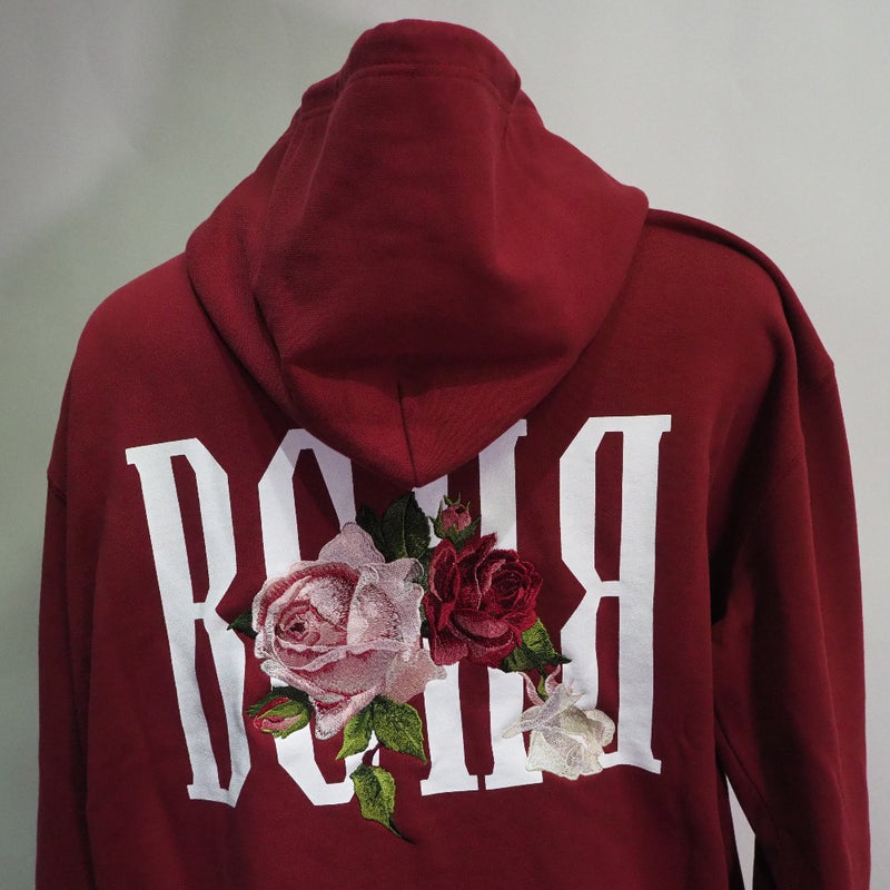 [Bagarch] Vagath 
 로즈 지퍼 까마귀 까마귀 
 Hoody 22 Aw BH-1478 Cotton Burgundy Red Rose Zip Hoodie 남자 A 등급