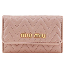 【MIUMIU】ミュウミュウ
 マテラッセ キーケース
 5PG222 レザー ピンク スナップボタン Materasse レディースA+ランク