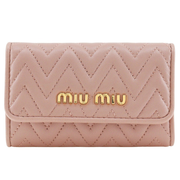 【MIUMIU】ミュウミュウ
 マテラッセ キーケース
 5PG222 レザー ピンク スナップボタン Materasse レディースA+ランク