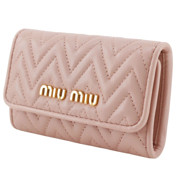 [miumiu] miu miu 
 MaterAsse 키 케이스 
 5pg222 가죽 핑크 스냅 버튼 MaterAsse Ladies A+Rank