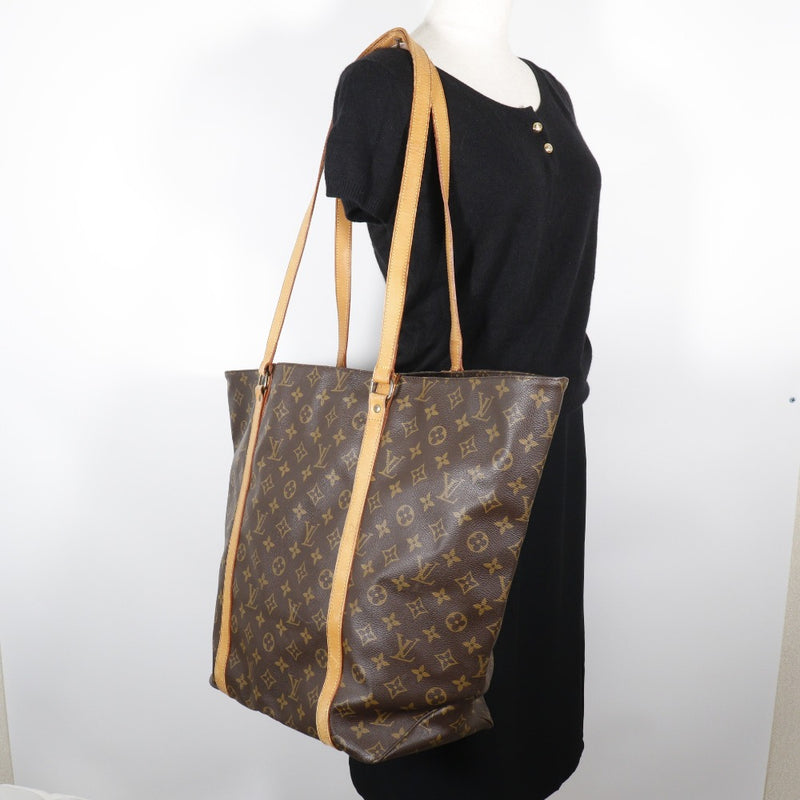 【LOUIS VUITTON】ルイ・ヴィトン
 サックショッピング ショルダーバッグ
 ラージ M51109 モノグラムキャンバス 茶 NO0920刻印 肩掛け A4 オープン Sac shopping レディースB-ランク