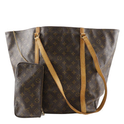 【LOUIS VUITTON】ルイ・ヴィトン
 サックショッピング ショルダーバッグ
 ラージ M51109 モノグラムキャンバス 茶 NO0920刻印 肩掛け A4 オープン Sac shopping レディースB-ランク