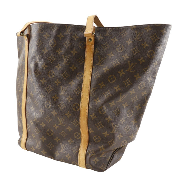 【LOUIS VUITTON】ルイ・ヴィトン
 サックショッピング ショルダーバッグ
 ラージ M51109 モノグラムキャンバス 茶 NO0920刻印 肩掛け A4 オープン Sac shopping レディースB-ランク